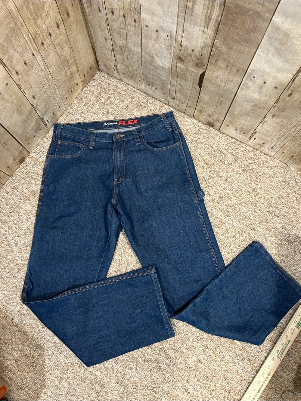 Dickies Flex Men’s 32x32 Dark Blue Carpenter Jeans Relaxed Straight